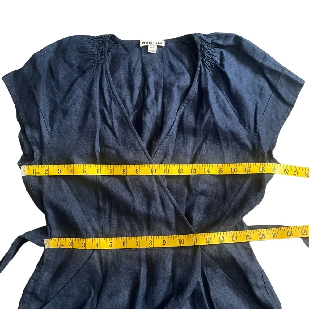 Whistles Etta Cropped 100% Linen Jumpsuit Size 8 - Picture 7 of 10